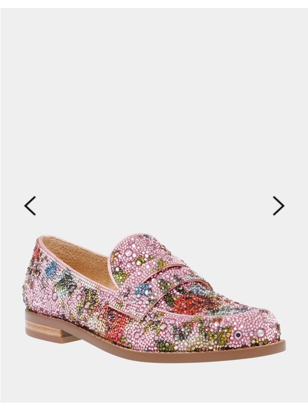 Betsey Johnson Pink Multicolor Crystal Penny Loafer